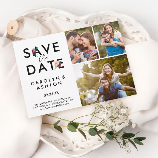 Save The Date Flower Lettering Maroon 3 Photo Enregistrer la car