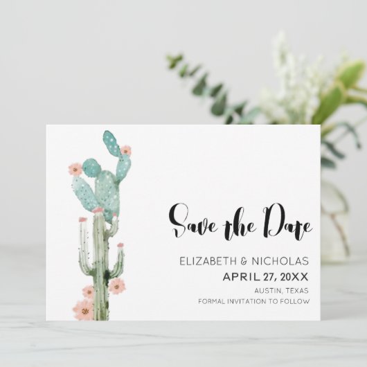 Save The Date Flower Love - Cactus Photo Enregistrer La Date (Debout devant)