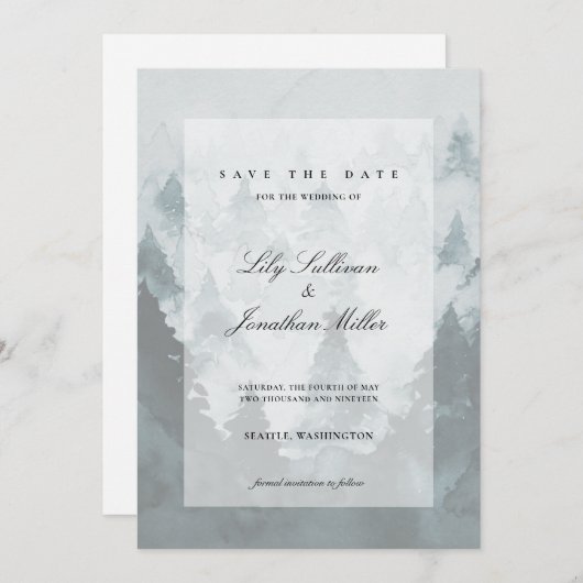 Save The Date Foggy Mountains Shep Overlay Ethereal Lux Mariage (Devant / Derrière)