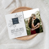 Save The Date Foliage délicat | Bleu acier | Mariage