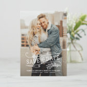 Save The Date Foliage Overlay Photo Verticale Enregistrer la Dat (Debout devant)