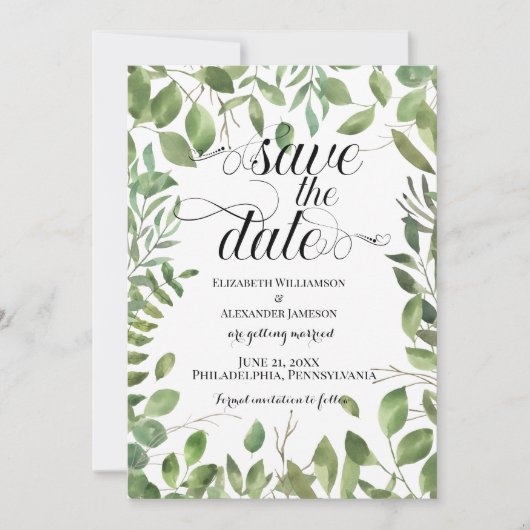 Save The Date Foliage simple, Enregistrer le Mariage de date (Devant)