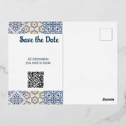 Save the Date Folie Uitnodiging Postkaart (Achterkant)