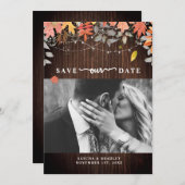 Save The Date Folithe d'automne Mariage d'automne Lumière bois P (Devant / Derrière)