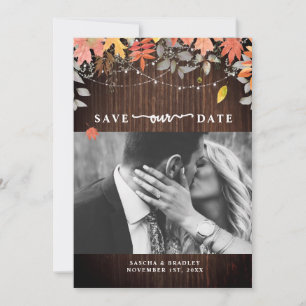 Save The Date Folithe d'automne Mariage d'automne Lumière bois P