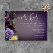 Save The Date Foncé Moody Purple Lavender Floral Mariage moderne