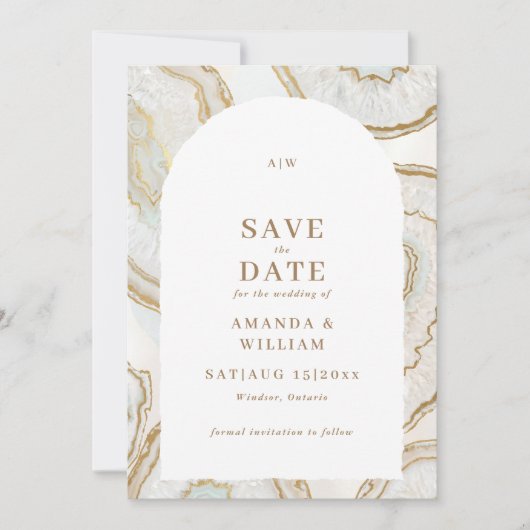 Save The Date Fond de quartz agate Mariage (Devant)