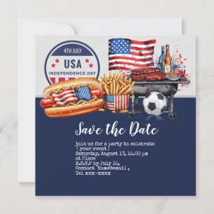 Save The Date Football 4 juillet Fête de l'Indépendance Amérique