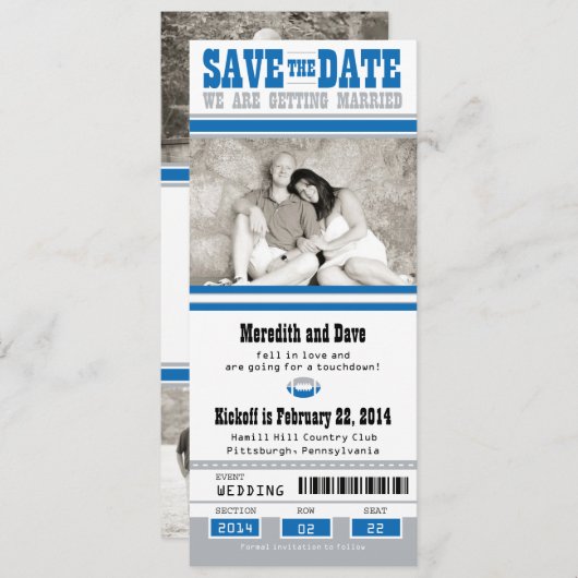 Save The Date Football Billet mariage Enregistrer la date (Devant / Derrière)
