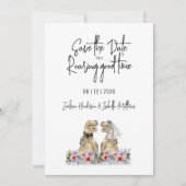 Save the Date for a Roaring Funny Dinosaur Wedding (Devant)