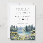 Save The Date Forest Lakeside Wildflowers Floral Wedding (Devant)
