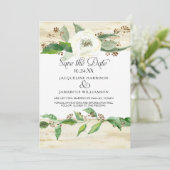 Save The Date Forêt Bois Feuille de bois Photo BOHO Save the Dat (Debout devant)