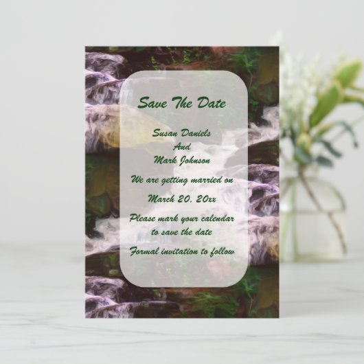 Save The Date Forêt Cascade Nature Mariage (Debout devant)