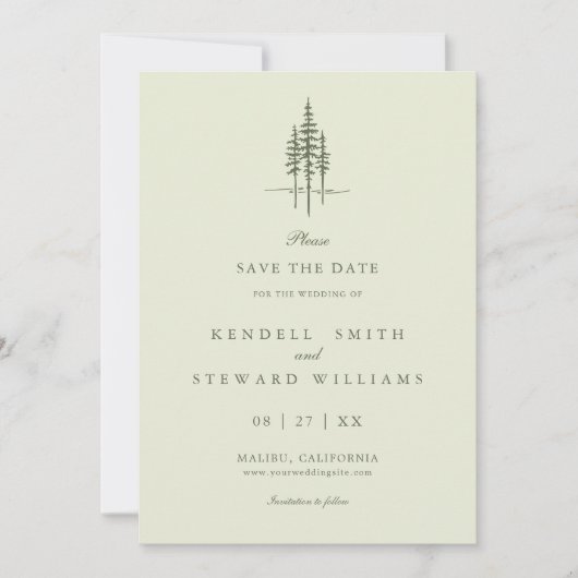 Save The Date Forêt d'arbres moderne Mariage rustique Enregistre (Devant)