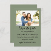 Save The Date Forêt de bois Photo Mariage Green (Devant / Derrière)