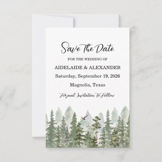 Save The Date Forêt de bois Photo Mariage Green (Devant)