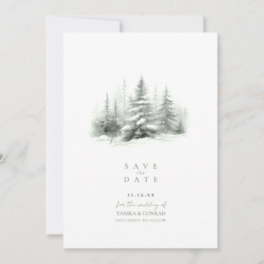Save The Date Forêt de mariage rustique d'hiver ID1049 (Devant)