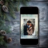 Save The Date Forêt de pins d'hiver rustique Mariage photo