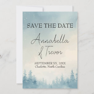 Save The Date Forêt de pins hivernale à l'aquarelle Mariage roma