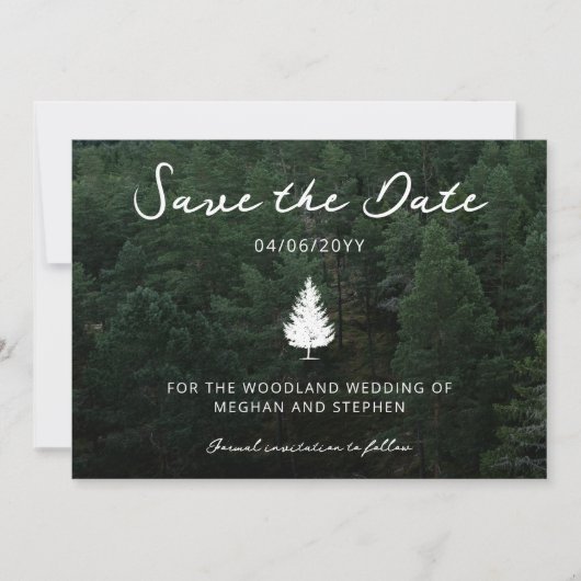 Save The Date Forêt de sapin Silhouette Paysage photo Mariage (Devant)