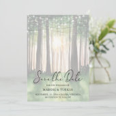 Save The Date Forêt d'hiver | Rustic String Lights Enregistrer l (Debout devant)