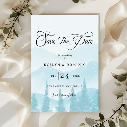 Save The Date Forêt d'hiver Snowy Mariage de montagne