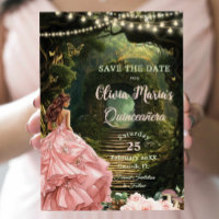 Forêt enchantée Blush Floral Quinceañera Sweet 16