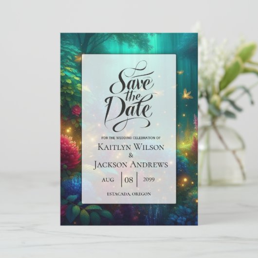 Save The Date Forêt enchantée de bijoux radiants Mariage (Debout devant)