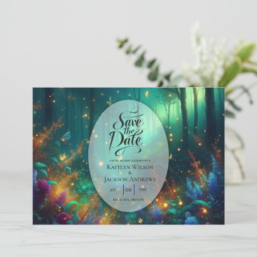 Save The Date Forêt enchantée de bijoux radiants Mariage (Debout devant)