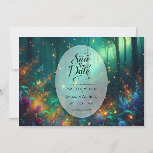 Save The Date Forêt Enchantée de Joyaux Radieux Mariage (Devant)