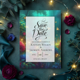 Save The Date Forêt Enchantée de Mariage aux Joyaux Radieux