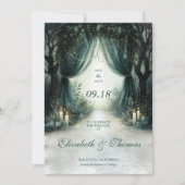 Save The Date Forêt enchantée Emerald Moody Dark Photo Mariage (Devant)