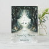 Save The Date Forêt enchantée Emerald Moody Dark Photo Mariage (Debout devant)