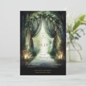 Save The Date Forêt enchantée Moody Romantique Mariage Emeraude (Debout devant)