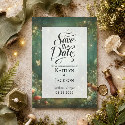 Save The Date Forêt Enchantée Vert Émeraude