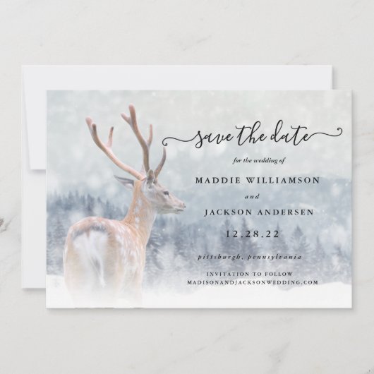 Save The Date Forêt forestière romantique d'hiver Sauvez la date (Devant)