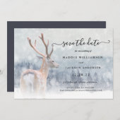 Save The Date Forêt forestière romantique d'hiver Sauvez la date (Devant / Derrière)