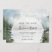 Save The Date Forêt hivernale rustique Enregistrer l'invitation  (Devant / Derrière)