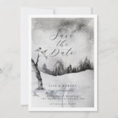 Save The Date Forêt neigeuse Ethereal Mariage d'hiver (Devant)