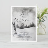 Save The Date Forêt neigeuse Ethereal Mariage d'hiver (Debout devant)