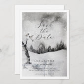 Save The Date Forêt neigeuse Ethereal Mariage d'hiver (Devant / Derrière)