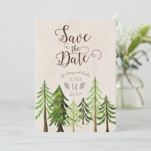 Save The Date Forêt rustique Sauvez les dates (Debout devant)