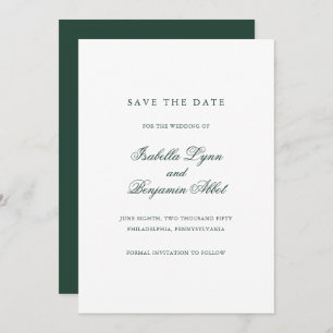 Save The Date Forêt traditionnelle Vert Formel Mariage élégant