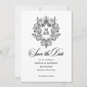 Save The Date Formal Antique Crest | Photo and QR Code (Devant)