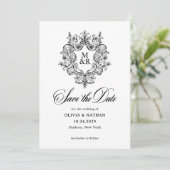 Save The Date Formal Antique Crest | Photo and QR Code (Debout devant)
