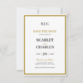 Save The Date Formal Classic Black Gold Monogram Wedding (Devant)