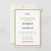 Save The Date Formal Classic Black Gold Monogram Wedding (Devant)