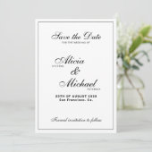 Save The Date Formal elegant black and white classic wedding (Debout devant)