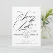 Save The Date Formal Elegant Calligraphy Wedding Website Photo (Debout devant)