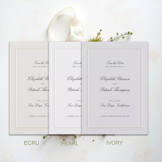Save The Date Formal Modern Classic Elevated Frame Pearl Wedding